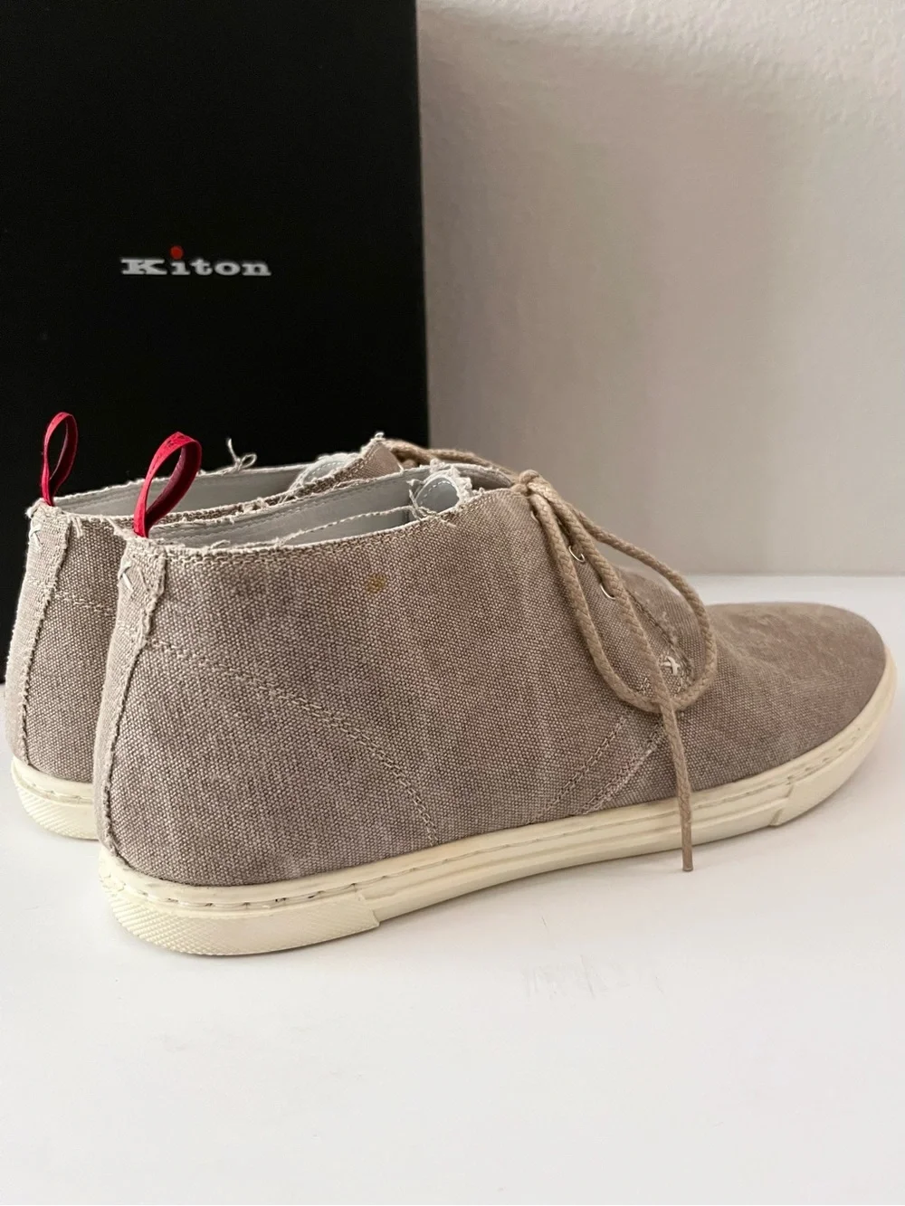 Kiton linen lace up chukka sneakers